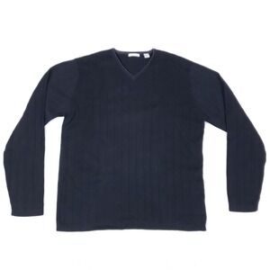 Halogen Men's V-Neck Ribbed Cotton Sweater Black